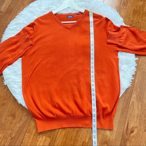 Izod Orange Pullover V Neck Sweater M - Picture 6 of 9